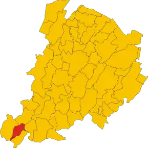 Poziția localității Porretta Terme