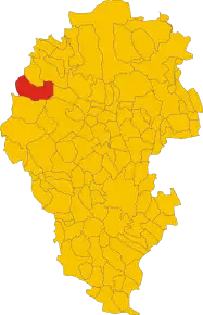 Poziția comunei în cadrul provinciei