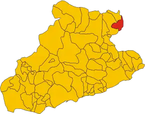 Poziția comunei în cadrul provinciei