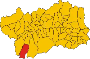 Poziția comunei în cadrul provinciei