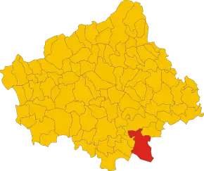 Poziția comunei în cadrul provinciei