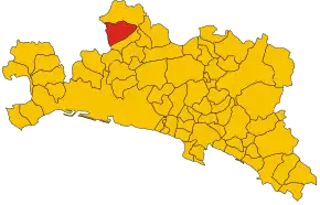 Poziția comunei în cadrul provinciei