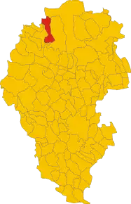 Poziția comunei în cadrul provinciei