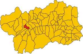 Poziția comunei în cadrul provinciei