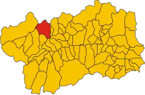 Poziția comunei în cadrul provinciei