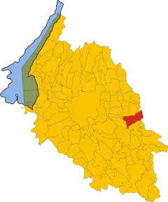 Poziția comunei în cadrul provinciei