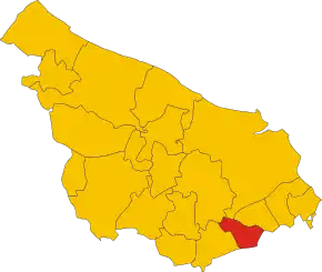Poziția comunei în cadrul provinciei