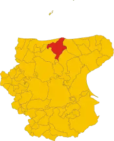 Poziția comunei în cadrul provinciei