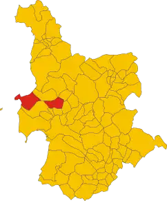 Poziția comunei în cadrul provinciei