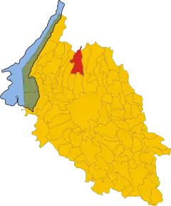 Poziția comunei în cadrul provinciei