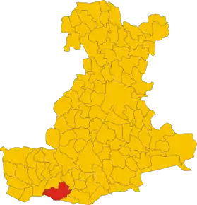 Poziția comunei în cadrul provinciei