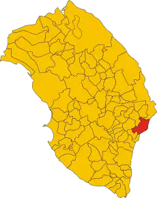 Poziția comunei în cadrul provinciei