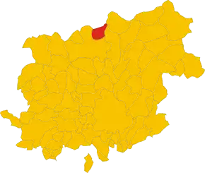 Poziția comunei în cadrul provinciei