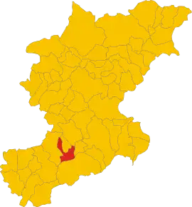 Poziția comunei în cadrul provinciei