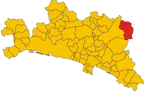 Poziția comunei în cadrul provinciei