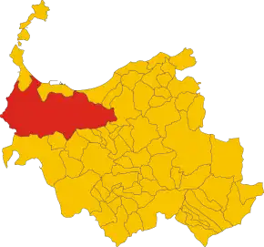 Poziția comunei în cadrul provinciei