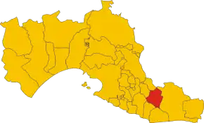 Poziția comunei în cadrul provinciei