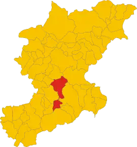 Poziția comunei în cadrul provinciei