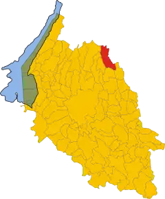 Poziția comunei în cadrul provinciei