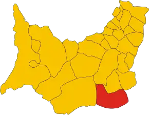 Poziția comunei în cadrul provinciei