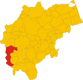 Poziția comunei în cadrul provinciei