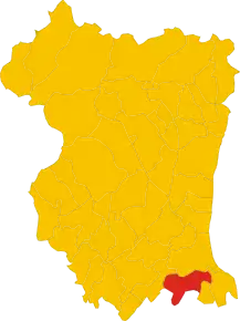 Poziția comunei în cadrul provinciei