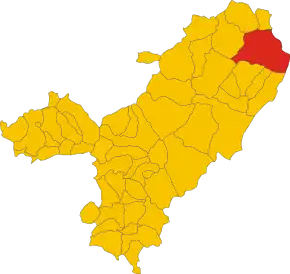 Poziția comunei în cadrul provinciei