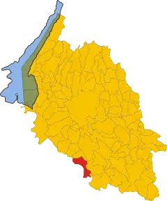 Poziția comunei în cadrul provinciei