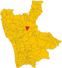 Poziția comunei în cadrul provinciei