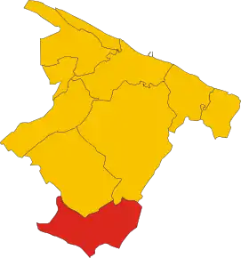 Poziția comunei în cadrul provinciei