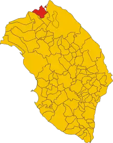 Poziția comunei în cadrul provinciei