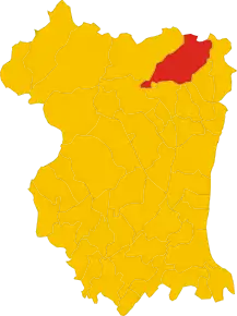 Poziția comunei în cadrul provinciei