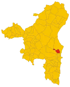 Poziția comunei în cadrul provinciei