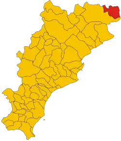 Poziția comunei în cadrul provinciei