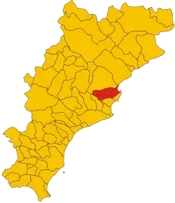 Poziția comunei în cadrul provinciei