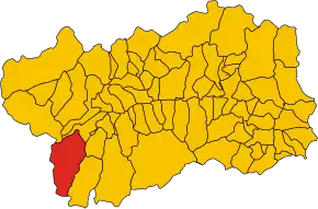 Poziția comunei în cadrul provinciei