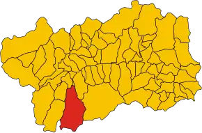 Poziția comunei în cadrul provinciei