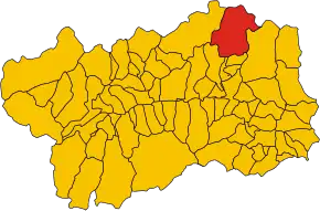 Poziția comunei în cadrul provinciei