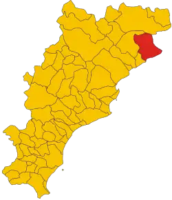 Poziția comunei în cadrul provinciei