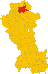 Poziția comunei în cadrul provinciei