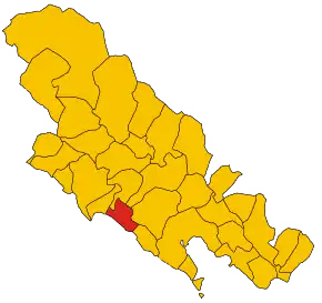 Poziția comunei în cadrul provinciei