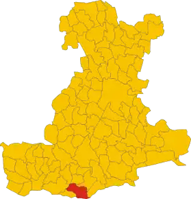 Poziția comunei în cadrul provinciei