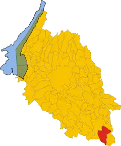 Poziția comunei în cadrul provinciei