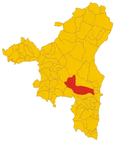 Poziția comunei în cadrul provinciei