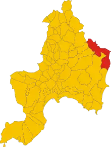 Poziția comunei în cadrul provinciei
