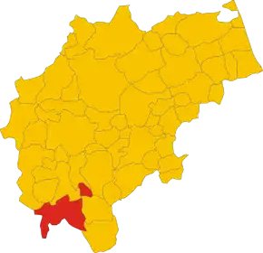 Poziția comunei în cadrul provinciei