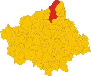 Poziția comunei în cadrul provinciei