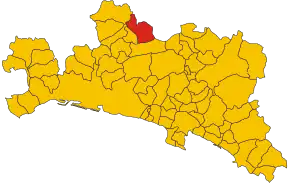 Poziția comunei în cadrul provinciei