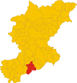 Poziția comunei în cadrul provinciei