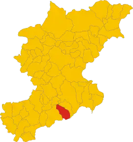 Poziția comunei în cadrul provinciei